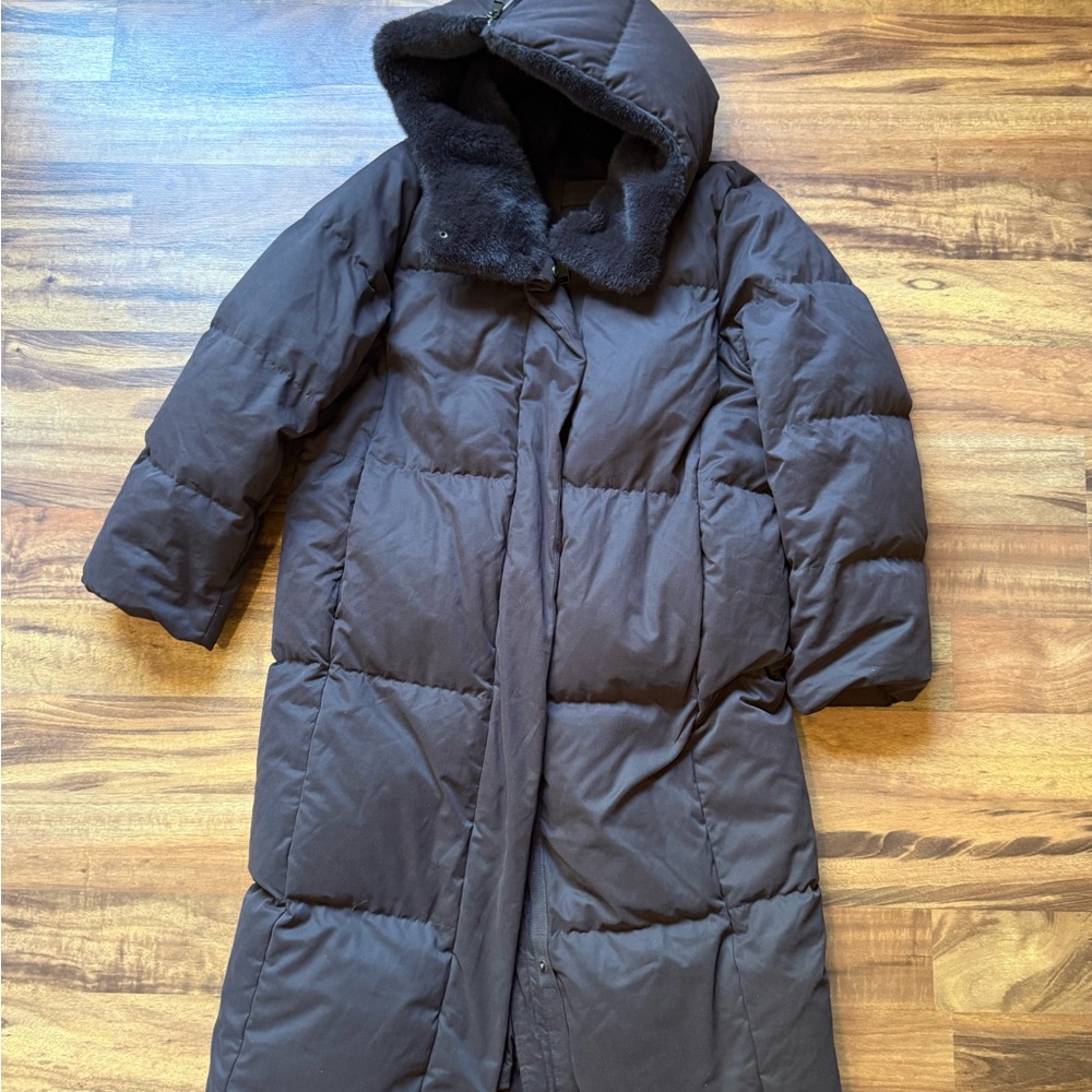 Banana Republic Dark Brown Hooded Puffer Jacket